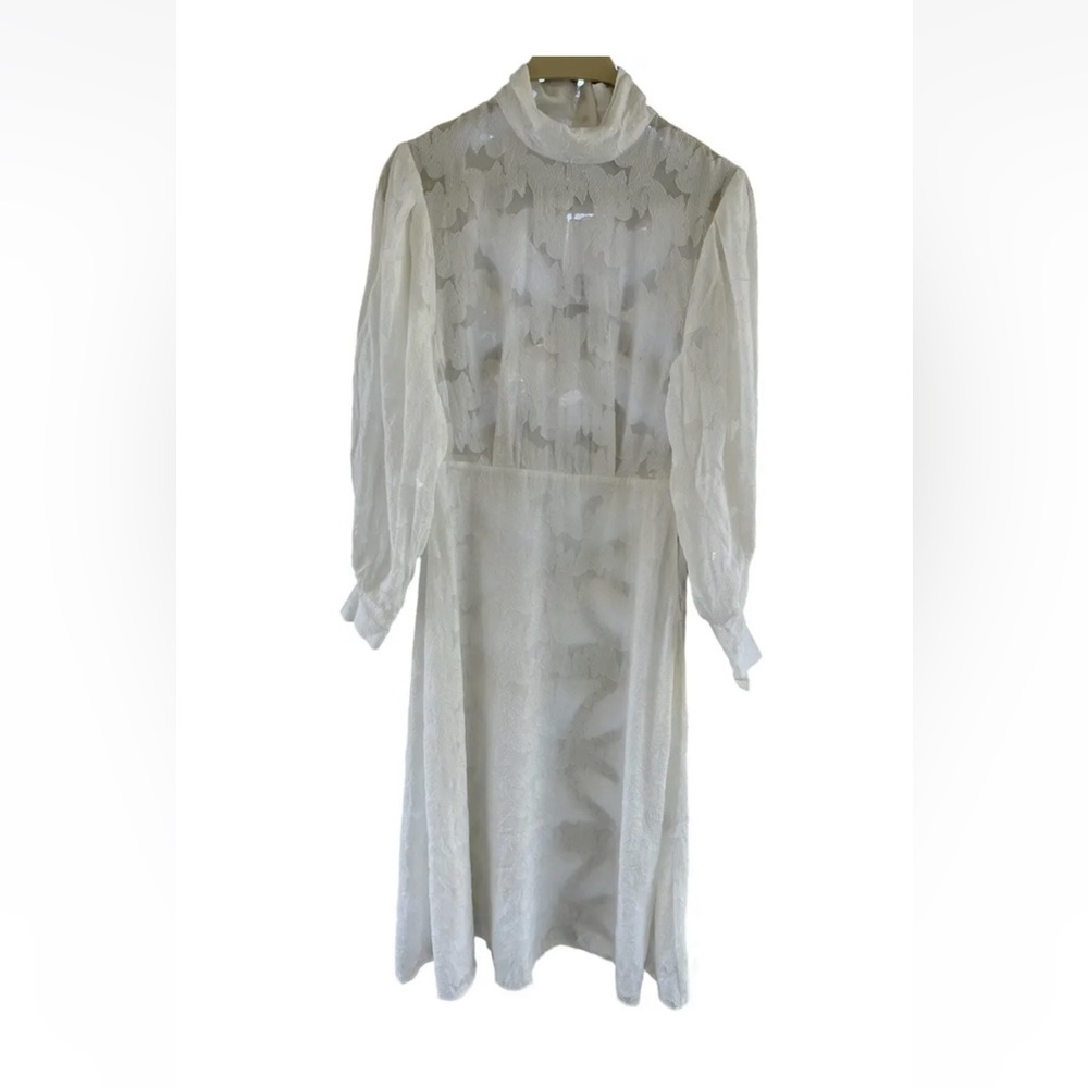 & Other Stories White Jacquard Turtleneck Dress Size 0